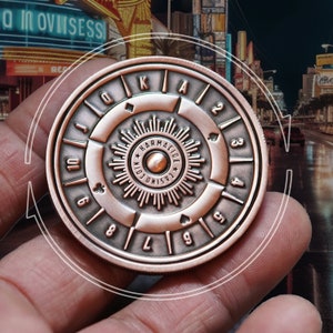 Kasino-Münze aus solidem Kupfer - Arbeitsspinnen, Spielkartenspiel, Würfelmünze, Spielautomaten, Roulette-Tisch - Las Vegas-Souvenir, Glücksmünzen-Glücksspielgeschenk