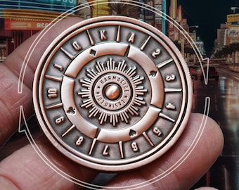 Moneda de casino de cobre macizo: baraja giratoria funcional, dados, tragamonedas, ruleta, souvenir de Las Vegas, moneda de la suerte para juegos de azar.