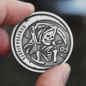 Memento Vivere Daily Reminder Coin - Challenge Coin in Antique Silver for Luck and Protection