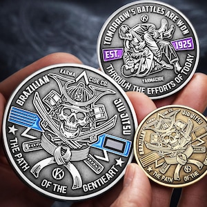 Brazilian Jiu Jitsu Belt Promotion Coin, BJJ Challenge Coin Gift for Blue Purple Brown and Black Belt Milestones image 1