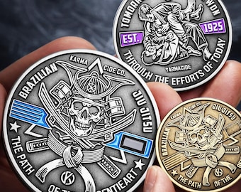 Brazilian Jiu Jitsu Belt Promotion Coin, BJJ Challenge Coin Gift for Blue Purple Brown and Black Belt Milestones