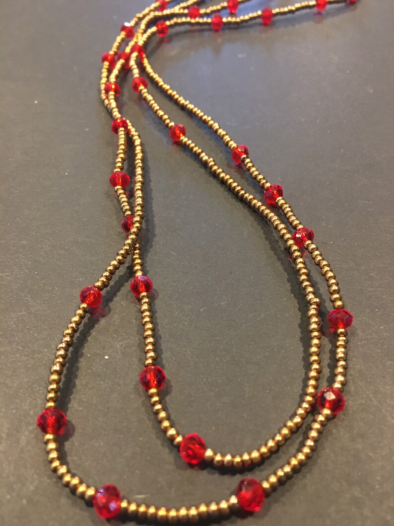 Long Double Strand Glass Bead Necklace