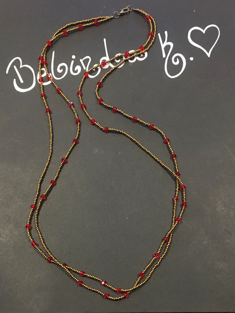 Long Double Strand Glass Bead Necklace