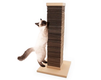 Kitty Kebab - Griffoir pour chat respectueux de l'environnement - Griffoir pour chat durable, griffoir en carton recyclé, arbre à chat en bois naturel