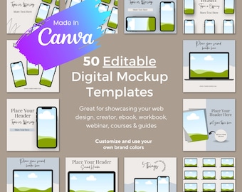 Instagram Mockup Templates | 50 Editable Canva Designs (Digital Download)