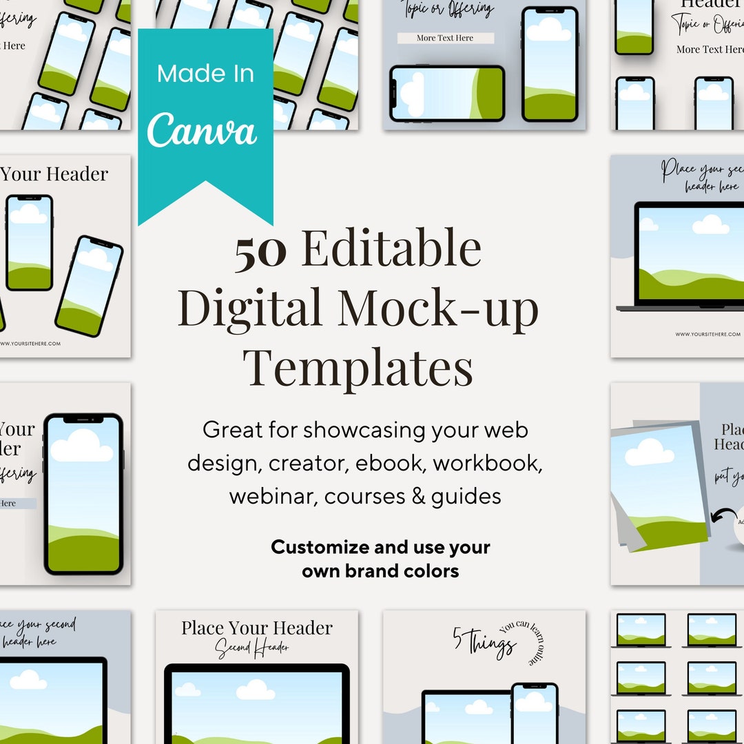 Digital Mockup Template, Canva Templates, Digital Product Mockup ...