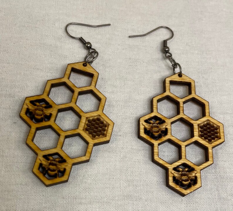 Resin Filled Laser Cut/engraved Wood Earrings Etsy