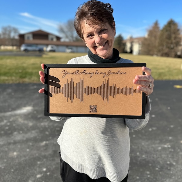 SoundWave QR Code Art - Voice Recording Gift - Laser-Engraved - Handmade