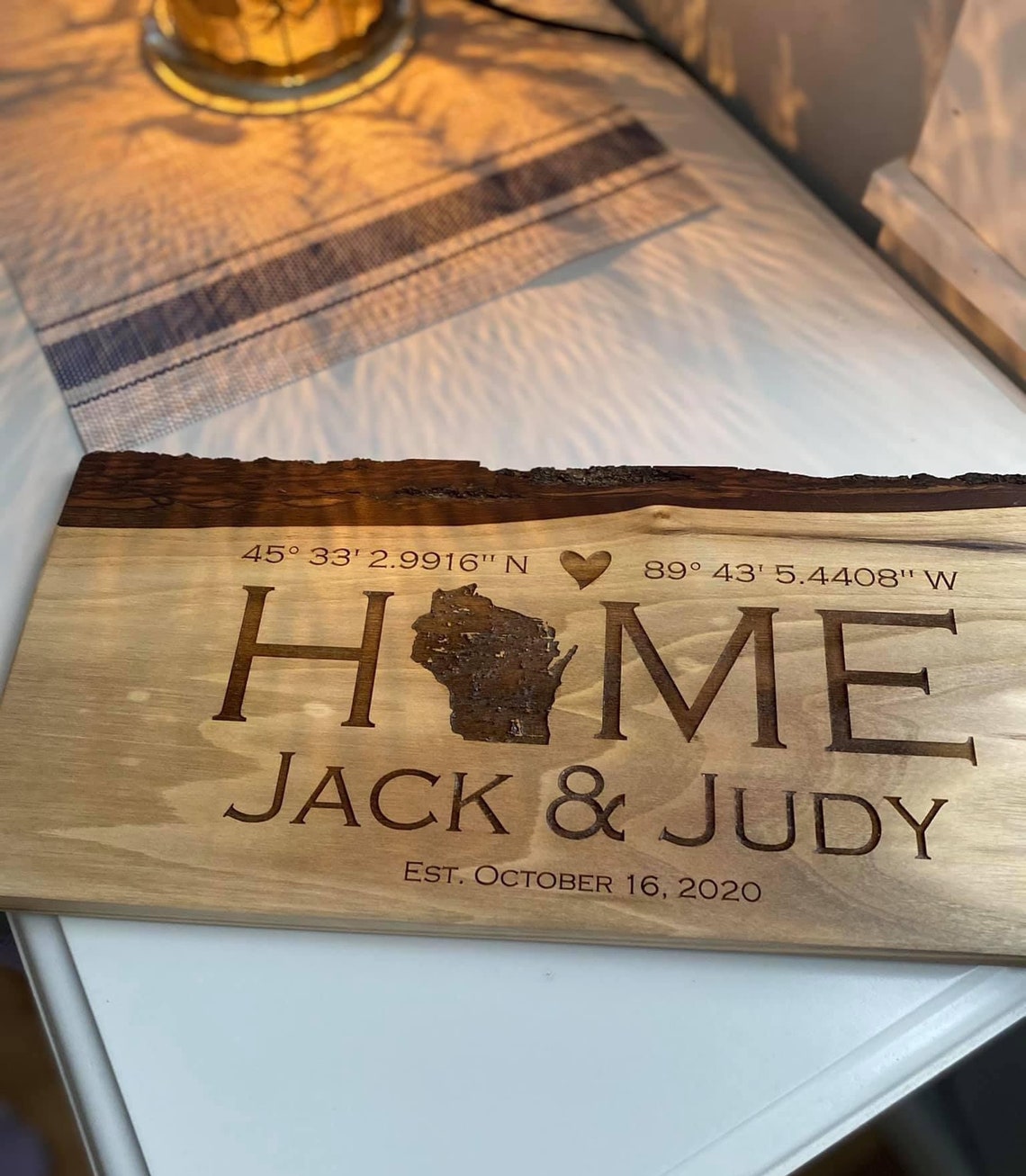 Custom Laser Engraved Live Edge Wood Home Decor Etsy