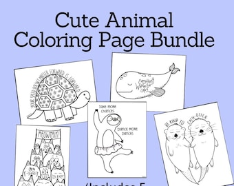 Cute Animal Coloring Pages – Positive Affirmations (Digital Download)