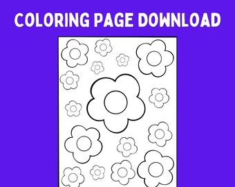 Página para colorear de flores - Hoja para colorear - Libro para colorear - Página para colorear para niños - Hoja para colorear para niños - Descarga digital - Archivo digital