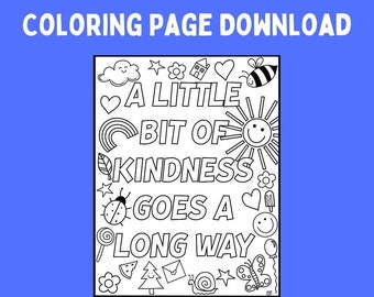 Página para colorear bondad - Hoja para colorear - Descarga digital - Página para colorear para niños - Hoja para colorear para niños - Página para colorear en el aula - Digital