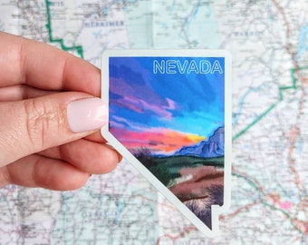Nevada State Sticker – Waterproof Sunset Laptop Decal
