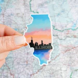 Illinois Sticker - Illinois state - waterproof stickers - water bottle sticker - gift ideas - gifts for - holiday gifts - state stickers