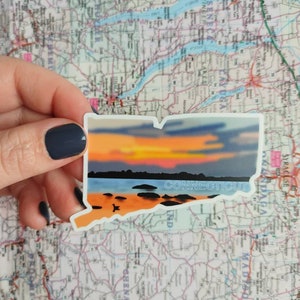 Connecticut sticker - Connecticut state sticker - CT sticker - state stickers - sunset stickers - gift ideas - gifts for - waterproof