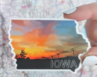 Iowa Sunset Sticker – Waterproof State Pride Decal