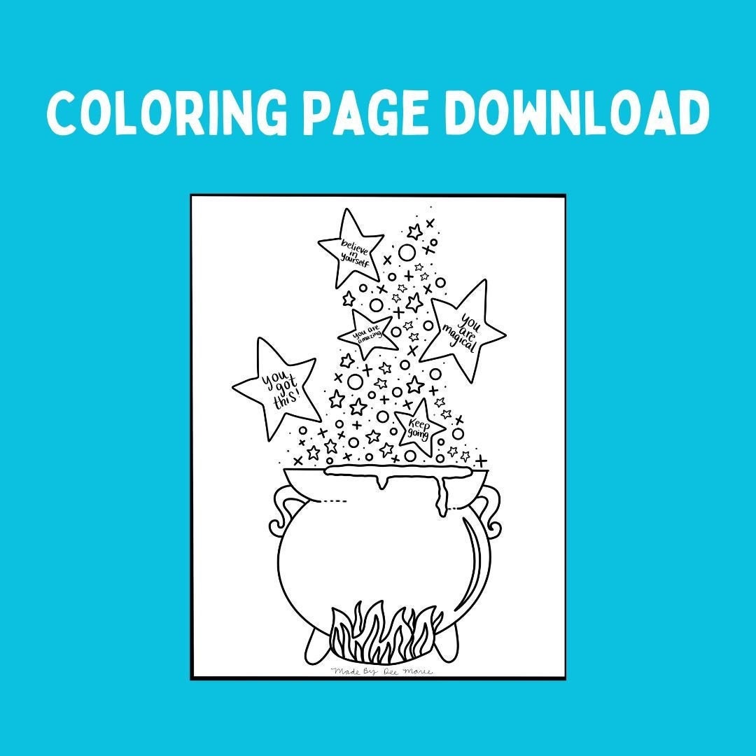Witch's Brew Coloring Page Coloring Sheet Digital Download