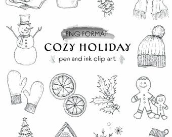 Holiday Clip Art Bundle | Cozy Hand-Drawn Doodles