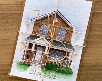 Watercolor Custom House Portrait | Hand Painted from Photo | Housewarming Gift