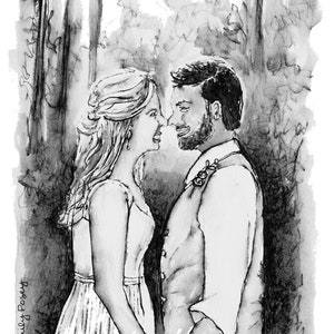 Hand-Drawn Wedding Portrait | Custom Watercolor Painting from Photo | Wedding/Anniversary Gift