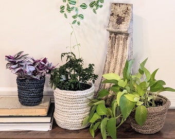 Chunky Crochet Plant Pot Covers - Modern Indoor Plant Cozies