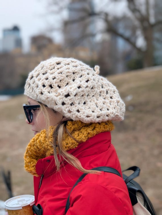 Cozy Crochet Beret Handmade Spring Fashion Hat
