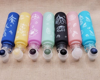 Juego de 7 frascos de vidrio con forma de roll-on para perfume de aceite esencial de 10 ml