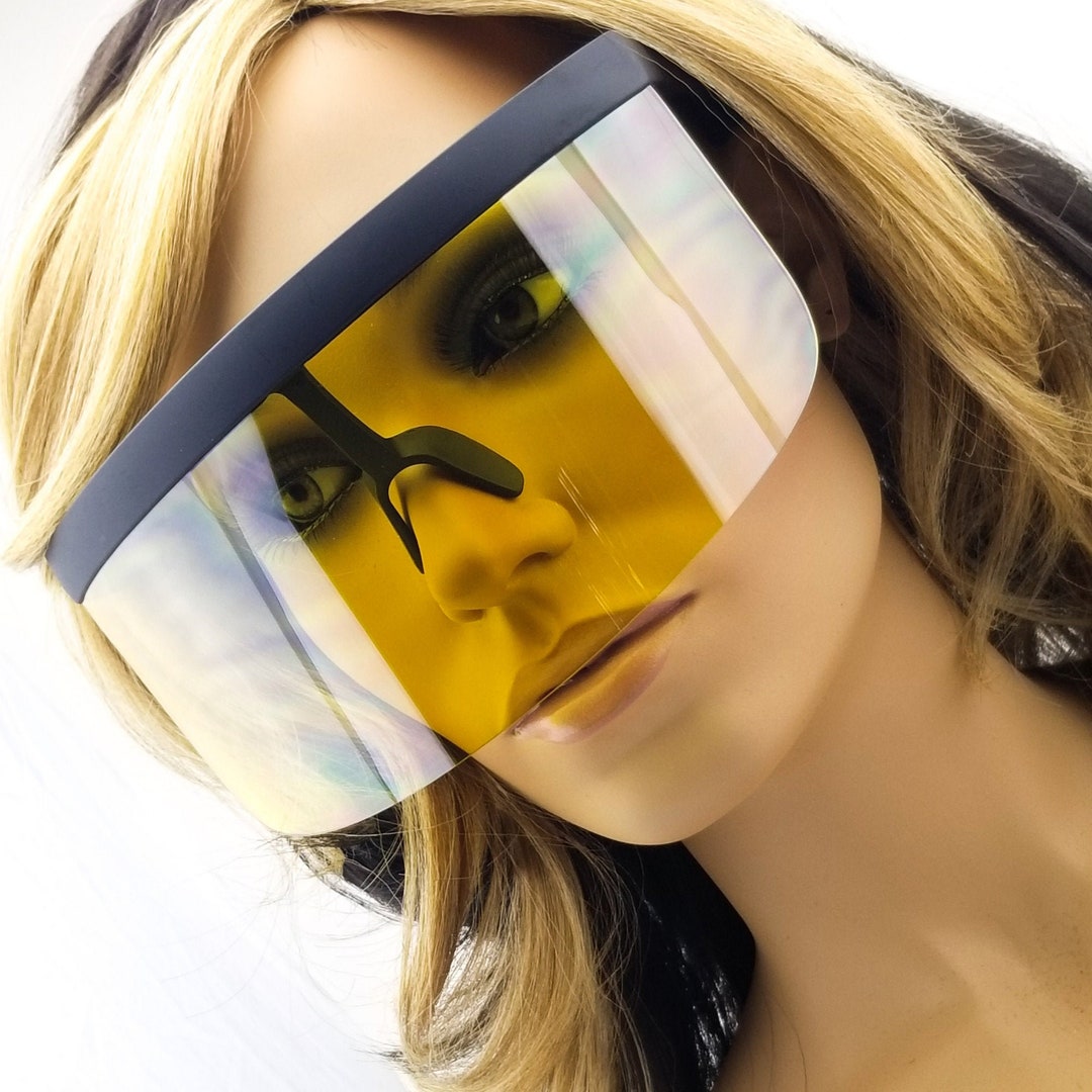 Yellow Face Shield USA Plastic Face Cover Comfortable Face Shield Yellow Goggle Sunglasses Full