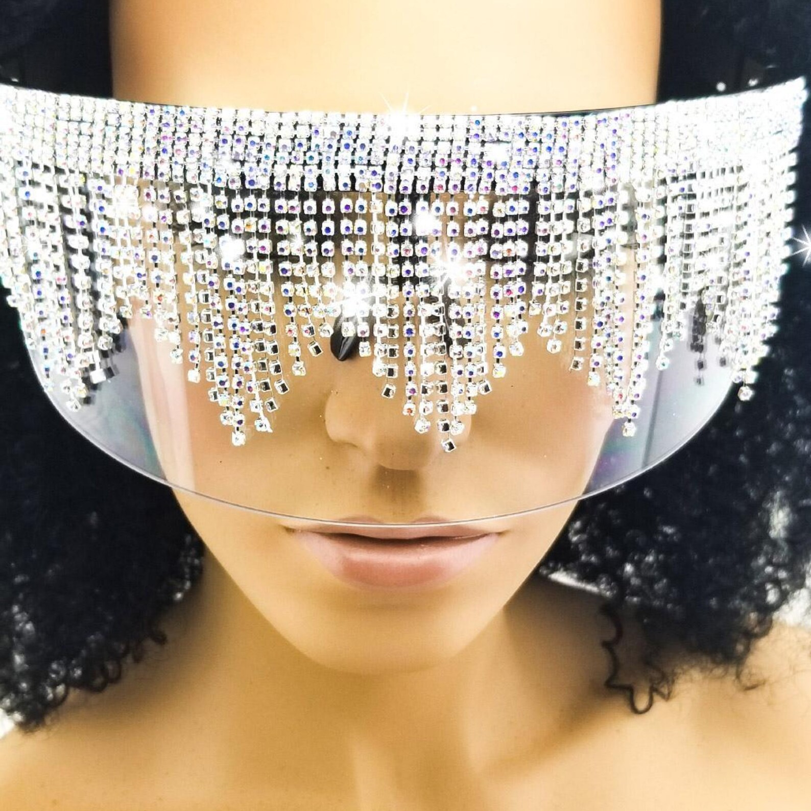 Bling Face Shield USA Rhinestone Face Cover Comfortable Etsy