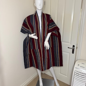 Handmade Aso-Oke Kimono Jacket: Traditional Yoruba Robe, UK 8-20
