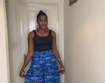 Ankara Palazzo Pants: Blue Mix African Print Wide Leg Trousers
