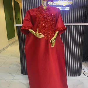 Pailletten Mikado Bubu Kleid – Afrikanisches Boubou | Kaftan | Jalabiya | Reicher Tante Stil | Benutzerdefinierte Größen 22,24,26