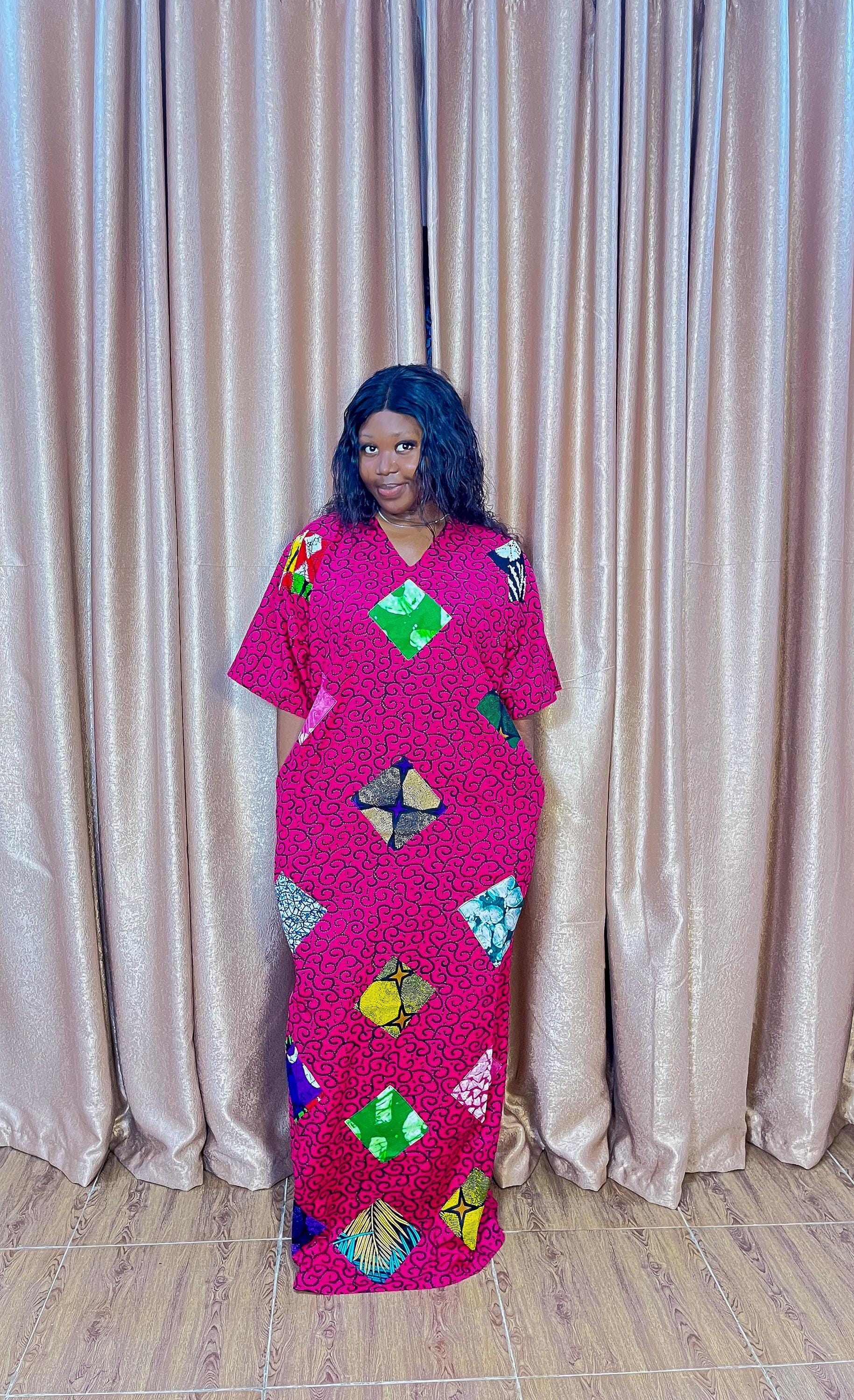 pink and green ankara dress Addison Ankara Maxi Dress main image 1