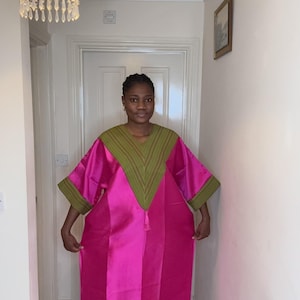 Jurk Asooke Mikado Bubu met hoofdband – Afrikaanse boubou-jurk | Rijke tante-outfit | Handgemaakte Nigeriaanse mode | Britse maten 8–20