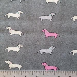 LITTLE DACHSHUNDS ~ Cotton Luxe FLANNEL Fabric ~ Fat Quarter 18" L x 21" W ~ Dog ~ Sew ~ Crafts ~ Material ~ Fast Shipping