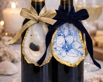 Ornement de coquille d'huître chinoise | Décor côtier doré doré