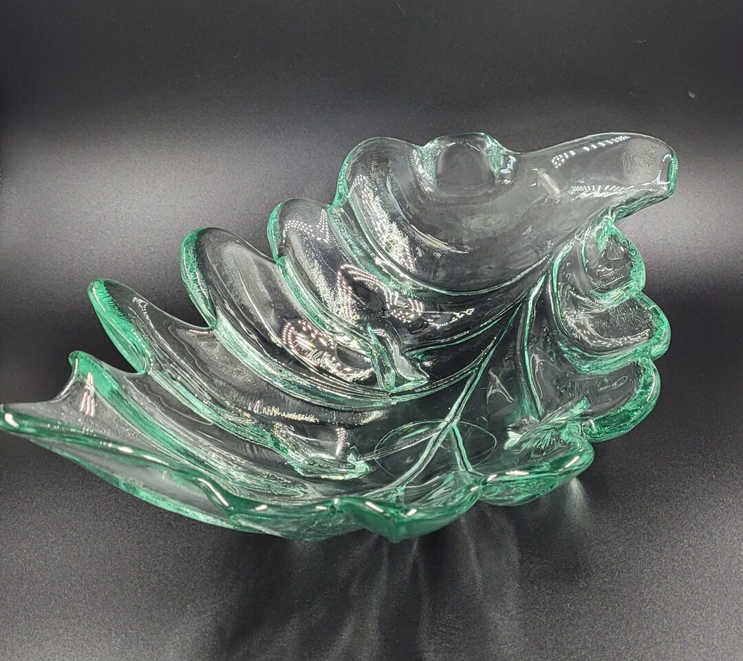 Large Oak Leaf Dish Recycled Glass Made in Spain Vidrios Etsy