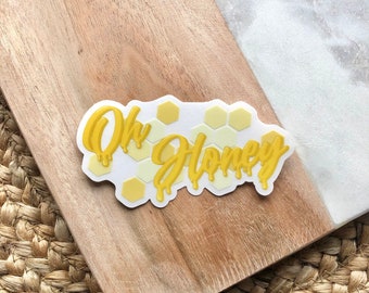 Oh Honey Clear Sticker - 3.5" x 2" | Vinyl Sticker | Decal for Laptop, Water bottle, and More |