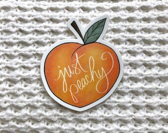 Just Peachy Sticker - 3" x 3" | Vinyl Sticker | Decal for Laptop, Water bottle, and More |