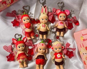 Authentic Sonny Angel Strawberry Love Handmade Keychain Bag Charm