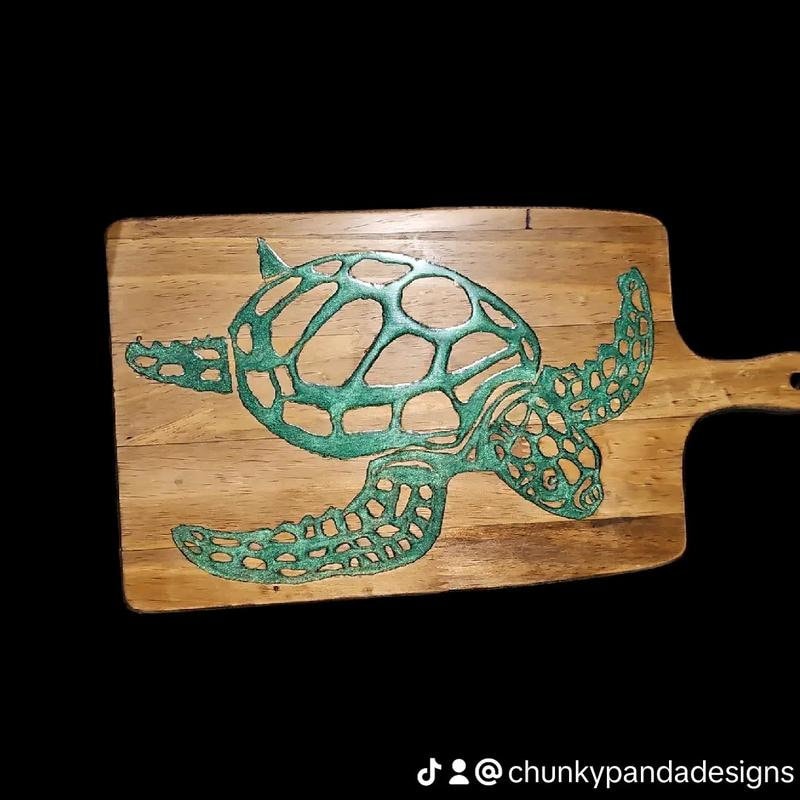 Sea turtle Charcuterie board wooden carved cutting board
