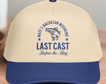 Embroidered Fishing Bachelor Party Hat, Custom Location Groomsman Gift SNOOK