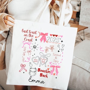 Coastal Beach Bachelorette Tote Bag: Hand-Drawn Bridal Party Favor