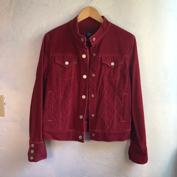 1990s VTG GAP Red Corduroy Stretch Snap Button Jea