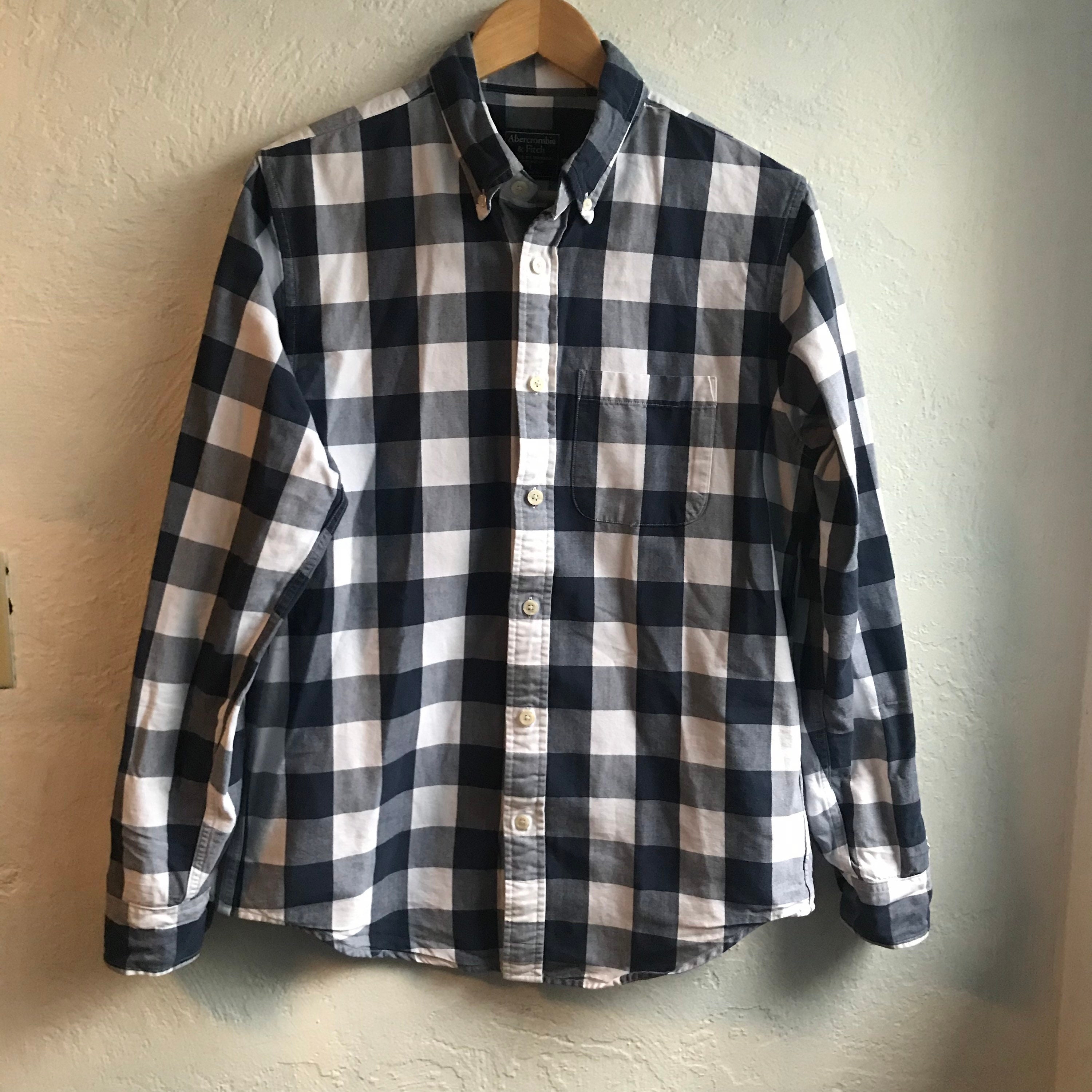 Abercrombie & Fitch Blue Gingham Plaid Button Down Shirt | Etsy