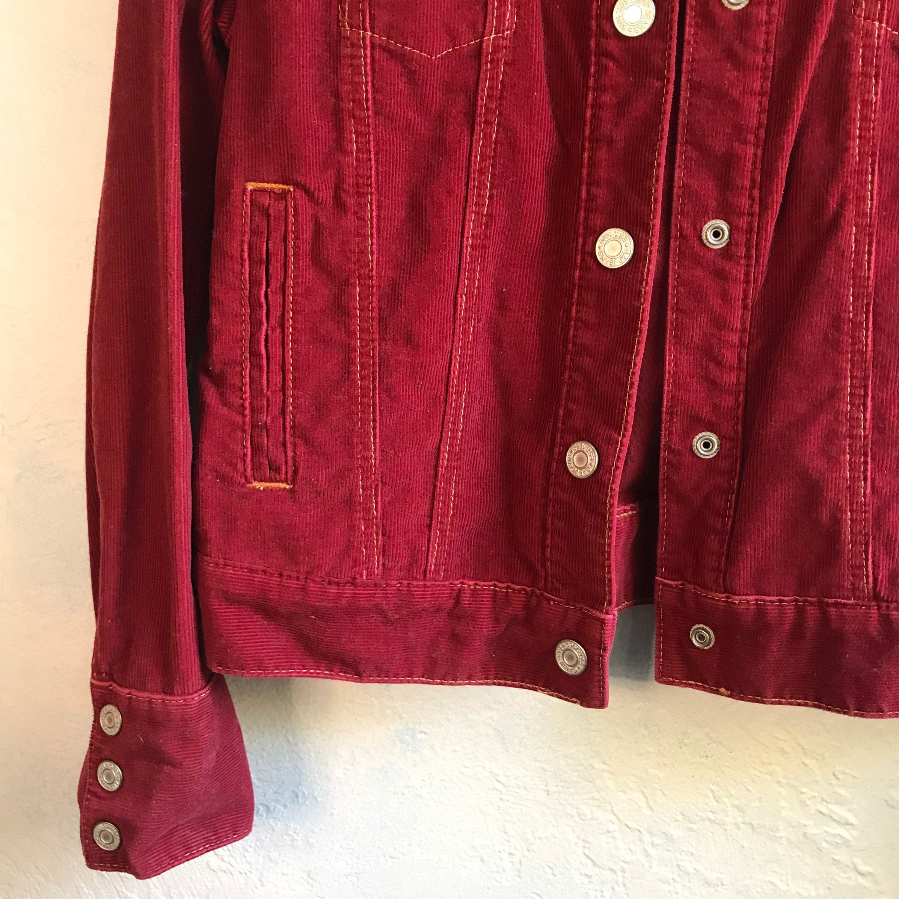 1990s VTG GAP Red Corduroy Stretch Snap Button Jean Jacket Etsy