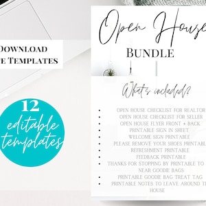 Real Estate Template, Open House,  Marketing Bundle, Realtor Agent Branding, Open House Flyer, Open House Checklist, Gift Tags, Welcome Sign
