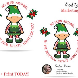 Pop By Gift Tag, No elfin around! Elf, Real Estate Printable Tag, Real Estate Marketing, Open House Marketing, Christmas