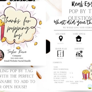 Pop By Gift Tag, Open House Questionnaire, Realtor Thanks For Popping By Tags, Real Estate Printable Tag, Open House Marketing, BUNDLE