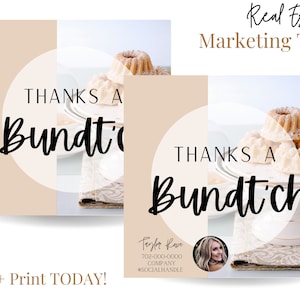 Pop By Tags, Thanks Bundt'ch, Realtor Pop By Gift Tag, Real Estate Marketing Printable, Realtor Marketing, Digital Download